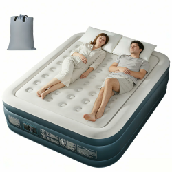 LEADZM Luftbett 2 Personen, Luftmatratze Selbstaufblasend Doppel mit eingebauter elektrischer Pumpe,203x152x46 cm,Gästebett in 4 Minuten aufgeblasen,295 Kg Belastbarkeit,Flockoberfläche & PVC,Grau Grau&dunkelgrau Doppel Angebot bei HelloDeals