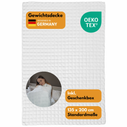 HARMONY® Gewichtsdecke 135x200 cm atmungsaktiv Oeko-Tex Zertifiziert - schwere Anti-Stress Decke zum Besser Schlafen - Therapiedecke Entspannungsdecke 6kg 7kg 8kg 9kg - inkl. Geschenkbox 8 kg Angebot bei HelloDeals