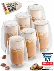 Latte Macchiato Gläser doppelwandig 6er Set 350ml - Doppelwandige Gläser modernes Design Cappuccino Tassen Teegläser aus Borosilikatglas 350 ml Angebot bei HelloDeals