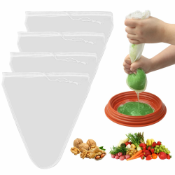 4 Stück nussmilchbeutel waschbar, nussbeutel sieb nut Milk Bag Nylon 30 × 30 cm, passiertuch wiederver mit Kordelzug wendbar, filtertuch filterbeutel für Nussmilch Käse Kaffee (Trichterförmig) 4 Stk--Dreieckig Angebot bei HelloDeals