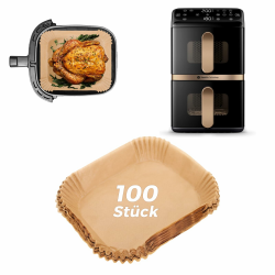 100 Stück Airfryer Backpapier Zubehör für Philips Airfryer 4000 Series Stacked Dual Basket 10L Heißluftfritteuse, Baking Paper für Philips Air Fryer NA462/70, Antihaft Ölfest Airfryer Papier Angebot bei HelloDeals