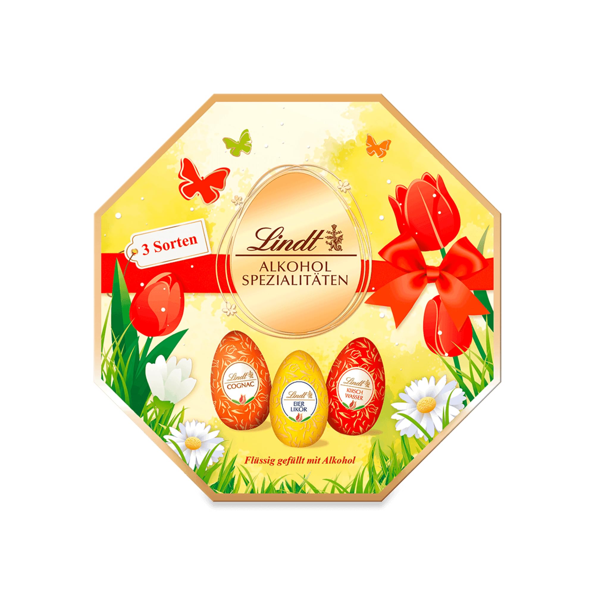 Lindt Schokolade Alkohol-Spezialitäten Eier| 144 g | Vollmilch-Eier mit flüssiger alkoholischer Füllung (Cognac, Eierlikör-Eier, Kirschwasser) | Oster Schokolade | Schokoladengeschenk | Ostereier Angebot bei HelloDeals