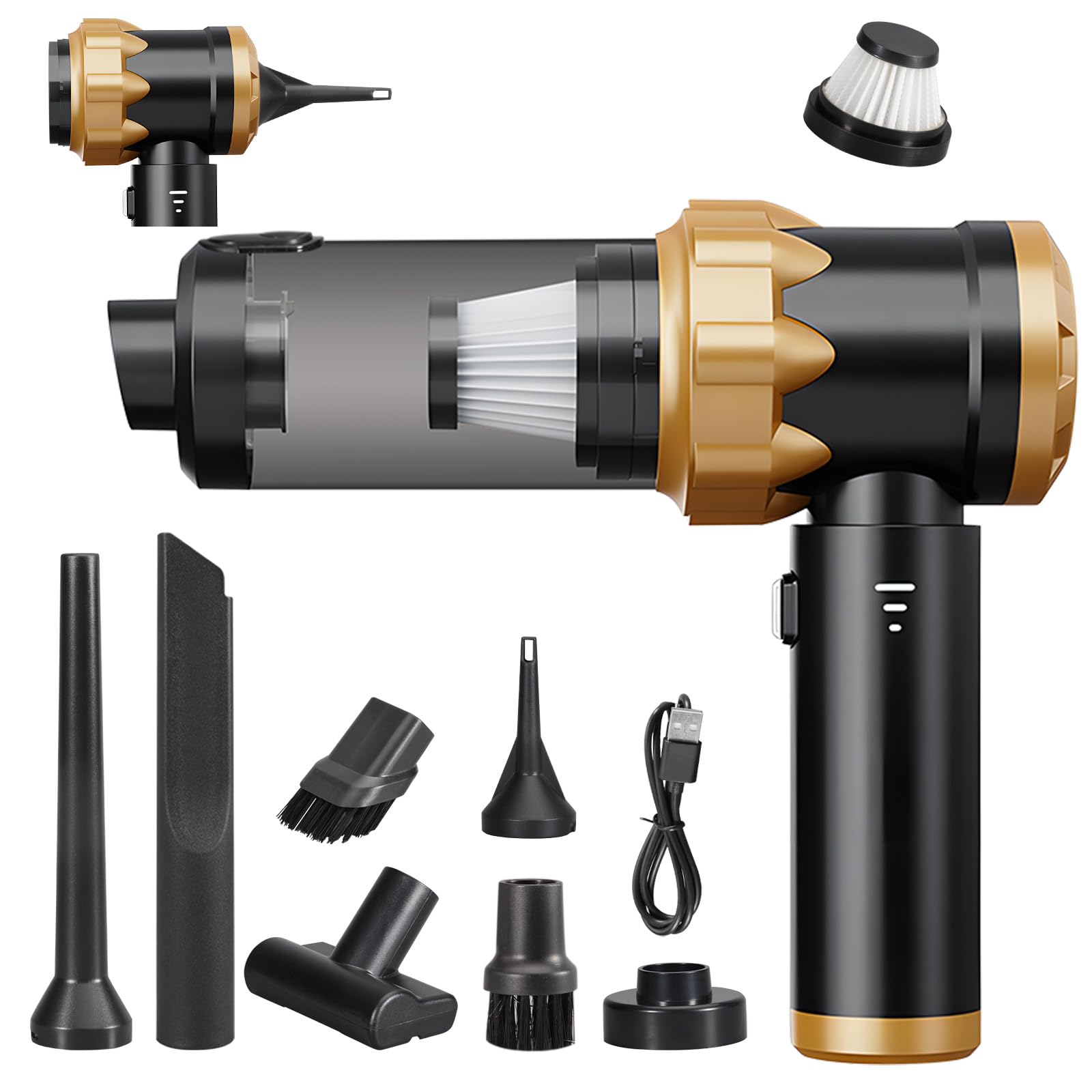 Handstaubsauger, 26000PA Handstaubsauger Akku Kabellos, 4-in-1 Autostaubsauger mit Bürstenlosem Motor, 3 Stufen Mini Staubsauger per Auto, Haus, Küche, Tierhaare Schwarz Black Angebot bei HelloDeals