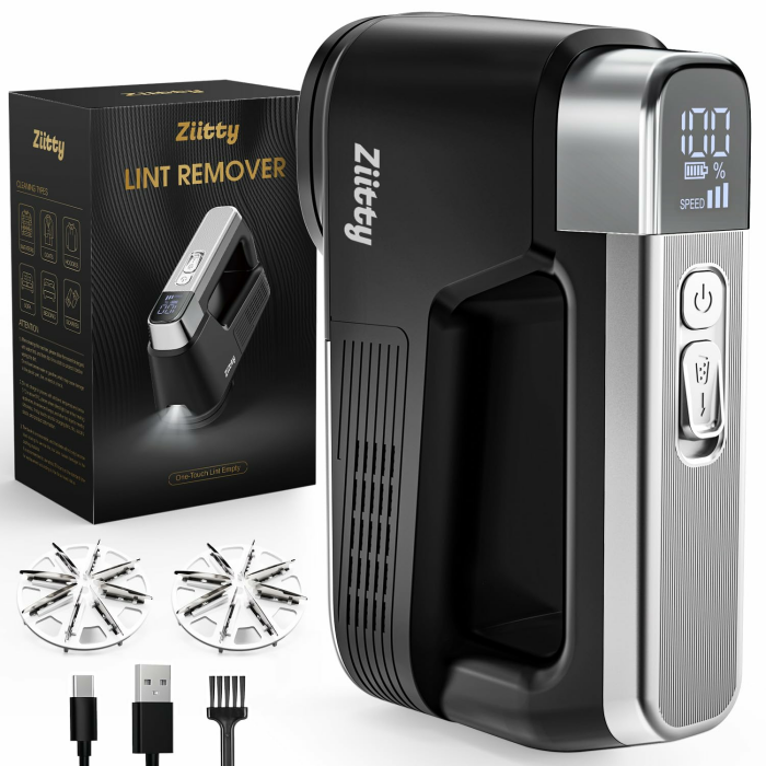 Fusselrasierer Elektrisch – Flaggschiff Modell, Fusselentfernung auf Knopfdruck, 8 Effiziente Klingen, LED-Licht, 3 Geschwindigkeitsstufen, Wiederaufladbarer für Kleidung und Haushalt L Schwarz Angebot bei HelloDeals