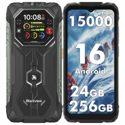 Blackview Rock 1 Outdoor Handy Android 16, 24GB+256GB/2TB Outdoor Smartphone, 15000mAh Business Handy, 20MP Nachtsicht, Gemini AI, 6.56" HD+ IPS 2.01", IP69K Wasserdicht, NFC/GPS/3 Jahre Garantie ROCK 1-Black Angebot bei HelloDeals