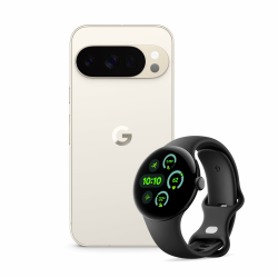 Google Pixel 10 Pro – Android-Smartphone ohne SIM-Lock, mit Gemini, mehr als 24 Stunden Akkulaufzeit – Porcelain, 128GB + Pixel Watch 3 (45 mm) – Gehäuse in Matte Black – Armband in Obsidian – WLAN mit Watch 3 Porcelain 128 GB Angebot bei HelloDeals