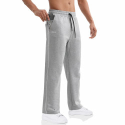 BROKIG Gerade Hose Herren Laufhose Lang Hose Offener Beinabschluss,Loser Passform Sporthose Herren Freizeithose mit Taschen Komfortable Trainingshose für Männer XL Hellgrau Angebot bei HelloDeals