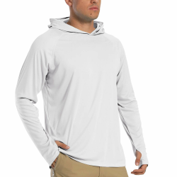 TACVASEN Herren UV-Schutz Hoodie Kapuzenpullover UPF 50+ Langarm Shirt mit Daumenloch XL Weiß Angebot bei HelloDeals
