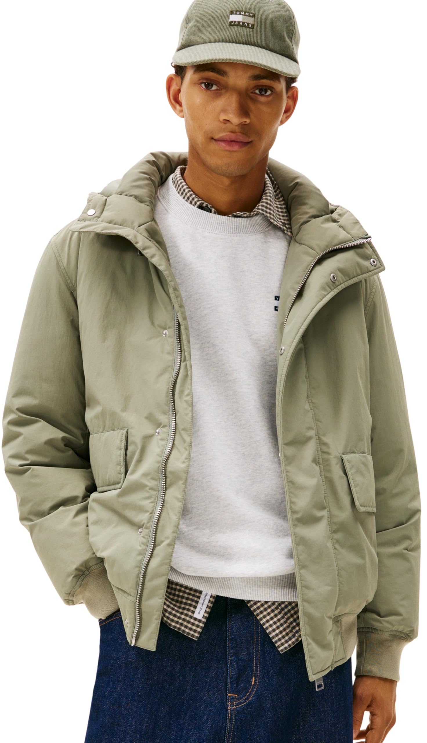 Tommy Jeans Herren Bomberjacke City Ready mit Kapuze S Green (Utility Sage) Angebot bei HelloDeals