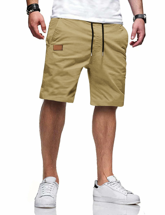 TARAINYA Kurze Hosen Herren Baumwolle Casual Shorts Herren Tunnelzug Elastische Sommer Chino mit Taschen L A Hellkhaki Angebot bei HelloDeals