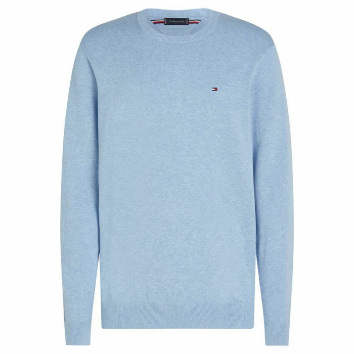 Tommy Hilfiger Herren Pullover Essential Cotton mit Rundhalsausschnitt XS Blue (Vessel Blue Heather) Angebot bei HelloDeals
