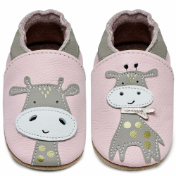 IceUnicorn Krabbelschuhe Baby Jungen Mädchen Lauflernschuhe Baby Weicher Leder Babyhausschuhe Kleinkind Babyschuhe 12-18 Monate Giraffe Rosa Angebot bei HelloDeals