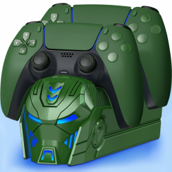 PS5 Controller Ladestation - PS5 Ladestation mit Cooles Aussehen/RGB-Licht für PlayStation 5 Controller DualSense/Edge Controller Grün Angebot bei HelloDeals