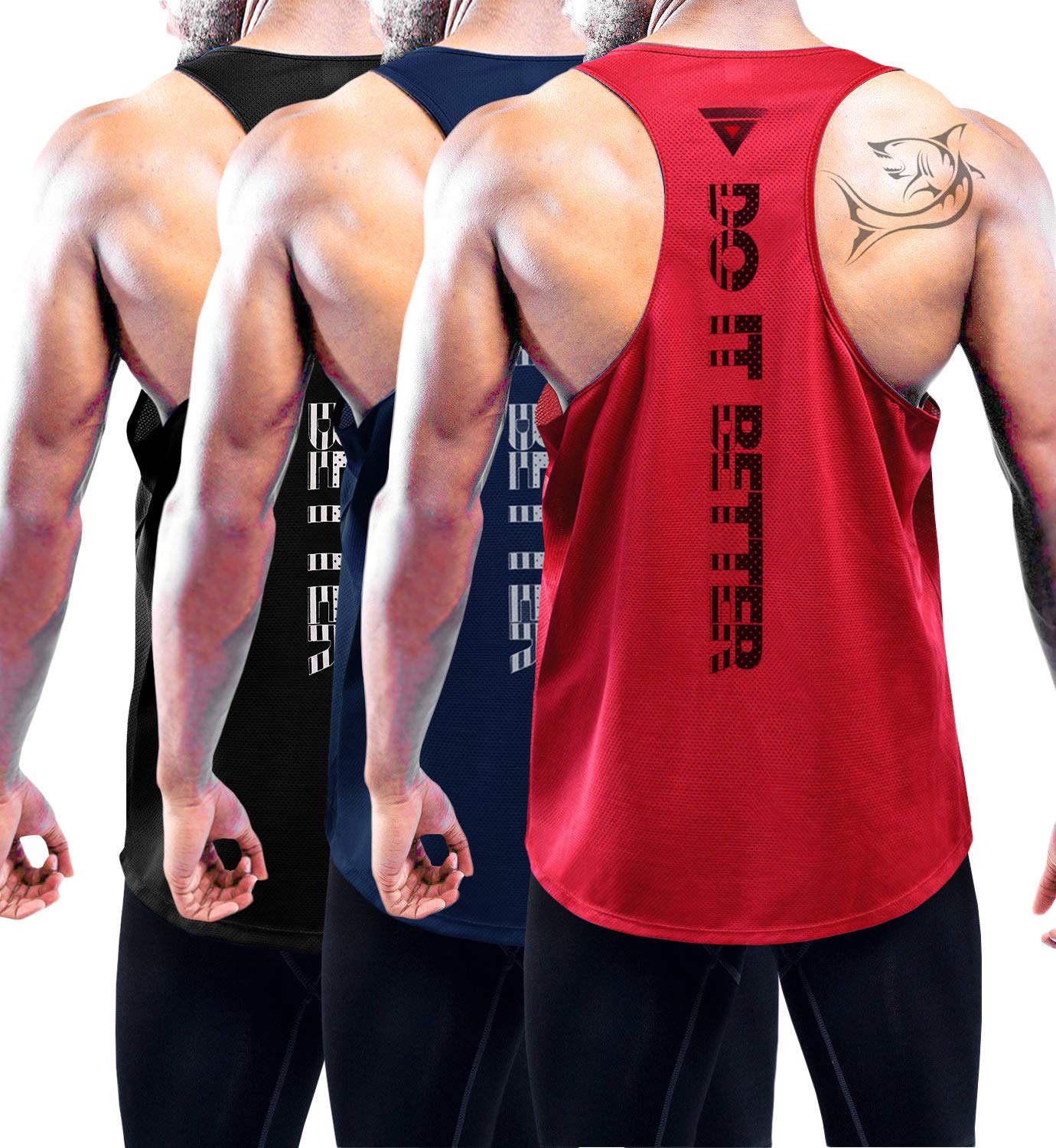 Boyzn 1 or 3er Pack Tank Top Herren, Sommer Ärmelloses T-Shirts Atmungsaktive Muskelshirts Achselshirts, Fitnessstudio Workout Tank Top Sport Unterhemd Gym Bodybuilding Sleeveless T Shirt für Laufen M 3er Pack-schwarz/Marine/Rot Angebot bei HelloDeals