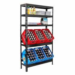 PROREGAL Getränkekistenregal Bodensee 6 Kisten mit 3 Ablagen Schwarz, 180x100x30 cm, freistehend Kistenständer Getränkeregal Wasserkistenregal Bierkistenregal 6 Kisten Schwarz Angebot bei HelloDeals