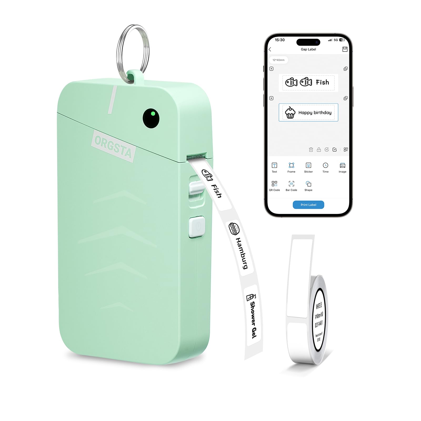 ORGSTA S001 Etikettendrucker Selbstklebend Etikettiergerät Bluetooth 2000 mAh Etikettiermaschinen Beschriftungsgerät Ettikettiergeraet Label Printer Sticker Maker Weihnachten Grün Angebot bei HelloDeals