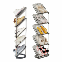 Schuhregal Schmal mit 5 Ebenen, Platzsparend Schräg Schuhablage, Schuhschrank Schuhaufbewahrung Shoe Rack Schuhbank Schuhe Schrank Schuh Regal Organizer Schuhständer Schuhorganizer Clear 5 Ebenen * 1 Stück Angebot bei HelloDeals