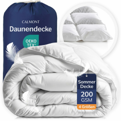 CALMONT - Daunen Bettdecke I Daunendecke 135x200 I 100% extra weiche Federn & Daunen | Fachärztlich geprüft für Allergiker | Oeko-Tex (135 x 200 cm, Leichte Sommerdecke) Leichte Sommerdecke 135 x 200 cm Angebot bei HelloDeals