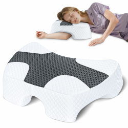 SAHEYER Seitenschläferkissen mit Armloch, Orthopädisches Nackenkissen Kopfkissen, Memory Foam Kissen mit Vier verstellbaren Armauflagen für Seiten-, Rücken- oder Bauchschläfer Schwarz Angebot bei HelloDeals
