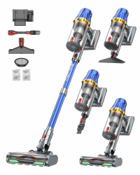 H9 Akku Staubsauger 58000Pa/650W/80Min, Staubsauger Kabellos mit LED-Touchscreen, Selbststehender Akkustaubsauger, Upgrade Anti-Tangle Bodenbürste für Tierhaare/Teppiche/Hartböden, Blau Angebot bei HelloDeals