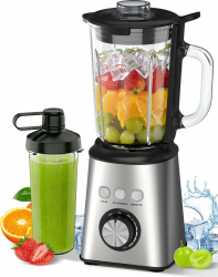 Mixer, Smoothie Maker & Standmixer, Hochgeschwindigkeits Mixer Smoothie Maker 1,5L Glasbehälter&600ml, 1.000 W, 24.000 U/min, 3 Programme, Stufenlose Geschwindigkeit, Edelstahl, für Smoothies, Mixen Angebot bei HelloDeals