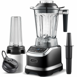 AMZCHEF 2-IN-1 Standmixer mit Zwei Mischbehälter - Blender mixer Hochleistungsmixer 1800 Watt Mixer Hochleistungsmixer mit 6 Pro-Scharfe 3D Klingen 1,85 Liter Flasche und 600ml Tragbare Flasche Silver & Black Angebot bei HelloDeals