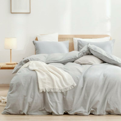 Gezu Bettwäsche Baumwolle 220x200cm Dunkelgrün Grau 3Teilig Einfarbig Uni Ästhetik Doppelbett Weich Baumwollbettwäsche Wende Bettwäsche Bettbezug 200x220cm und 2 Kissenbezug 80x80 mit Reißverschluss Baumwolle Hellgrau 200x220cm+80x80cmx2 Angebot bei HelloDeals