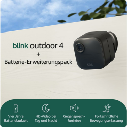 Blink-Kamera (Outdoor 4) + Batterie-Erweiterungspack | Kabellose intelligente HD-Sicherheitskamera, vier Jahre Batterielaufzeit, funktioniert mit Alexa | 1-Kamera-System | IP65 4 Jahre Akkulaufzeit 1 Kamera Angebot bei HelloDeals