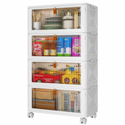 Aufbewahrungsbox mit Deckel - 35L*4 plastikbox mit deckel, Kisten Aufbewahrung mit Deckel, klappbox, Faltbare Aufbewahrungsbehälter für Haus und Büro, weiß, 4 Packungen 35L(4 Tier&1 Lid) Angebot bei HelloDeals