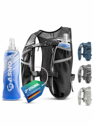 SASMO® Laufweste Damen & Herren 5L / 2L | Running Vest - Ultraleicht & atmungsaktiv| Laufrucksack Damen - 8 Taschen | Laufweste Herren | Trinkweste Laufen 5L - schwarz - mit 2x250ml 5L Angebot bei HelloDeals