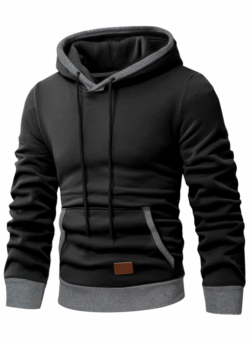 JMIERR Kapuzenpullover Herren Langarm Hoodie Herren Warm Pullover mit Kapuze Casual Kapuzenjacke Hoodie Baumwolle Sweatshirt Kordelzug Hoody mit Tasche M A1 Schwarz Angebot bei HelloDeals