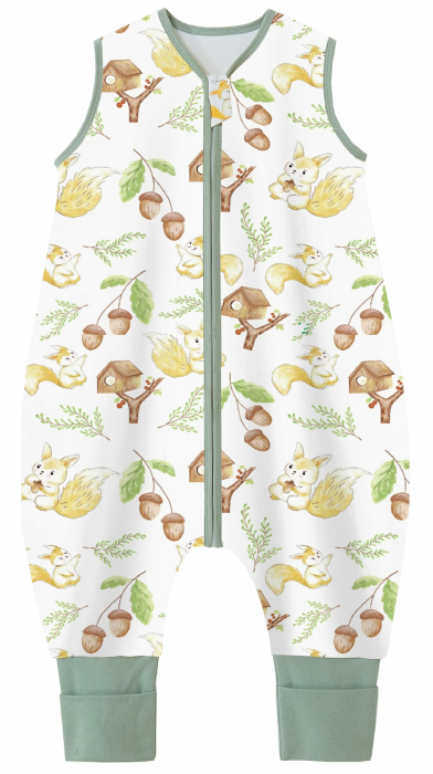 Chilsuessy Baby Schlafsack mit Beinen 1.5 Tog, 90cm/Baby Höhe 95-105cm, Baumwolle, Unisex, 6-18 Monate 90cm/Baby Höhe 95-105cm 1.5 Tog/Eichhörnchen Angebot bei HelloDeals