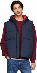 Tommy Jeans Herren Weste Essential Down Vest mit Kapuze S Blau Angebot bei HelloDeals