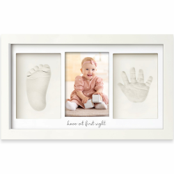 Keababies Baby Handabdruck Und Fußabdruck Set - Ton Handabdruck Andenken Rahmen, Neugeborenen Kinderzimmer Bilderrahmen fur Mädchen und Junge, Personalisierte Geschenke Baby fur Neue Mom(Alpine White) Alpine White Duo, 33cm x 20cm Angebot bei HelloDeals
