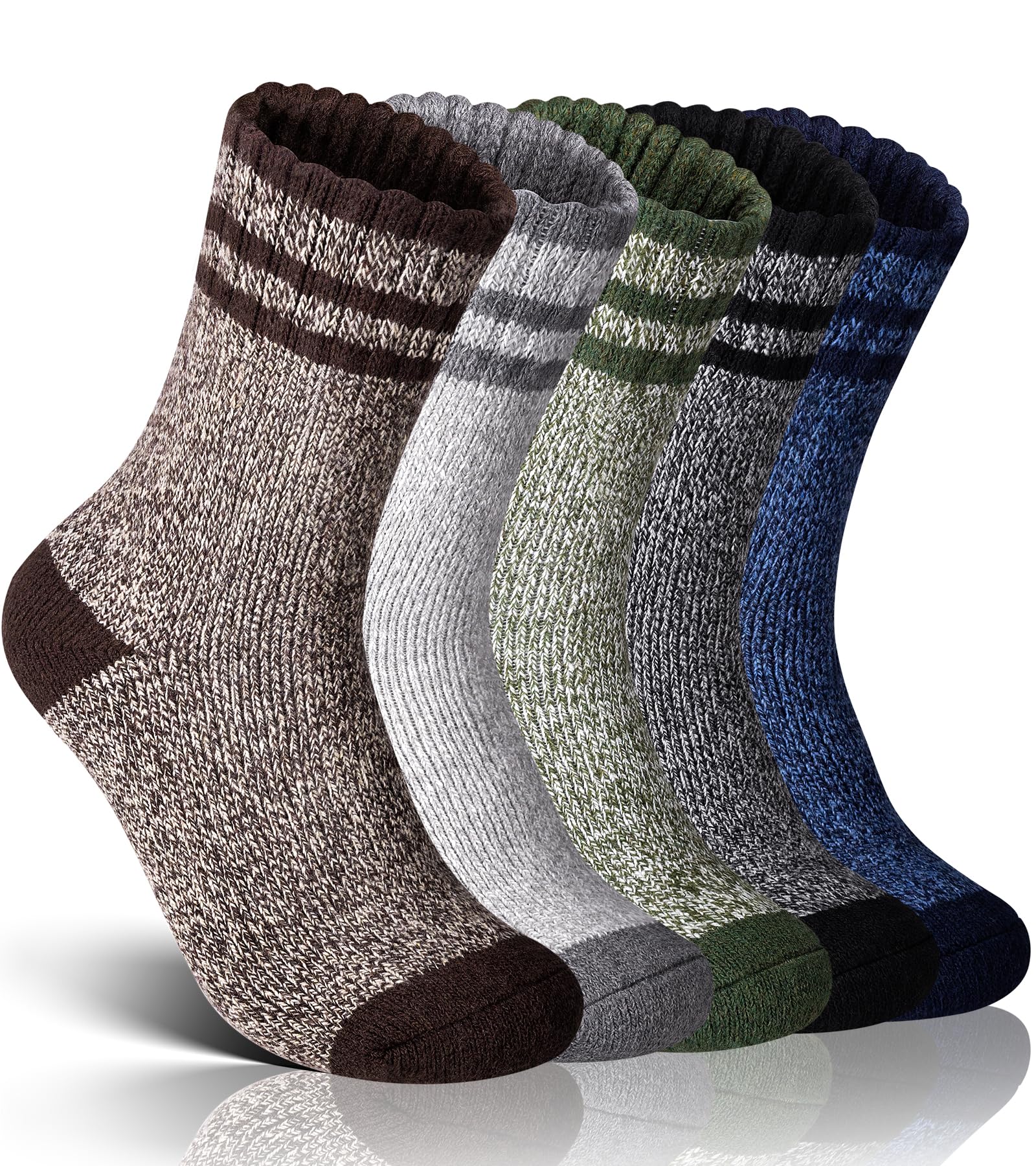5 Paar Thermosocken Herren,Dicke Wintersocken Warme Socken,Wollsocken Thermo Socken Männer, Atmungsaktiv Warm Merino Winter für Outdoor Wandersocken Lauf Skisocken 47-50 Zweifarbig-5 Paar Angebot bei HelloDeals