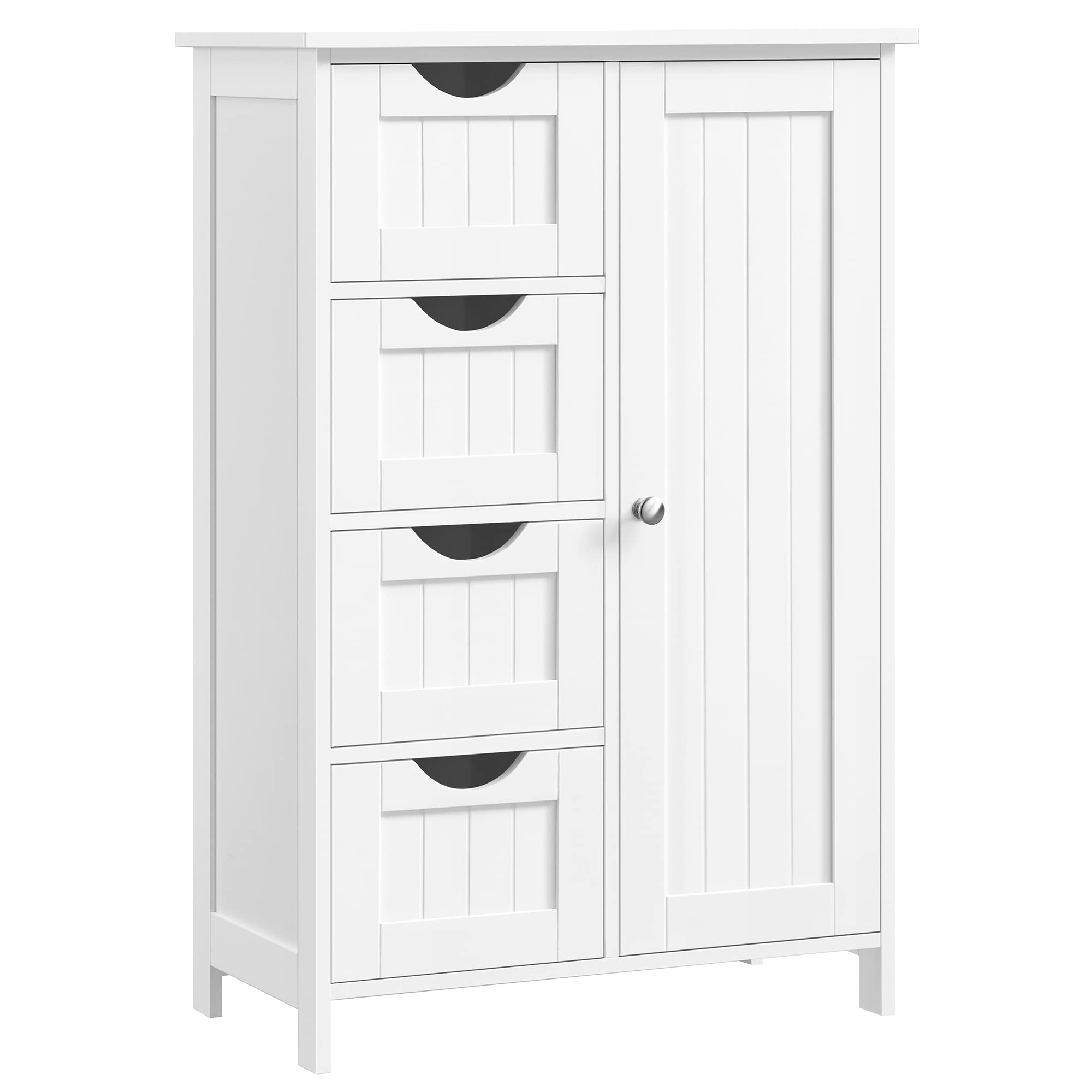 VASAGLE Badezimmerschrank, schmaler Badschrank, Beistellschrank, Kommode, mit 4 Schubladen, Schranktür, verstellbare Ablage, 30 x 55 x 82 cm, weiß LHC41W Weiß 30T x 55B x 82H cm Angebot bei HelloDeals