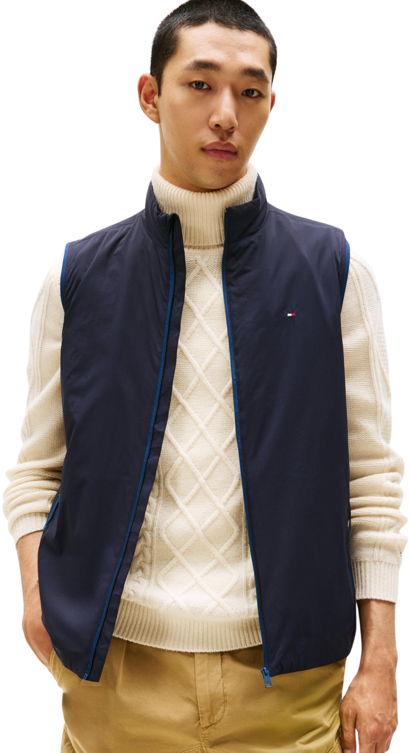 Tommy Hilfiger Herren Weste Lightweight mit Stehkragen XL Blue (Desert Sky) Angebot bei HelloDeals