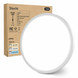 slochi LED Deckenleuchte Flach 24W 2800LM, 3Farben - 3000K/4000K/6500K, Ø30CM Deckenlampe IP54 Wasserfest Rund Badlampe, Modern LED Lampen für küche Badezimmer Schlafzimmer Flur Wohnzimmer, Weiß 1 Stücke 30cm Weiß Angebot bei HelloDeals