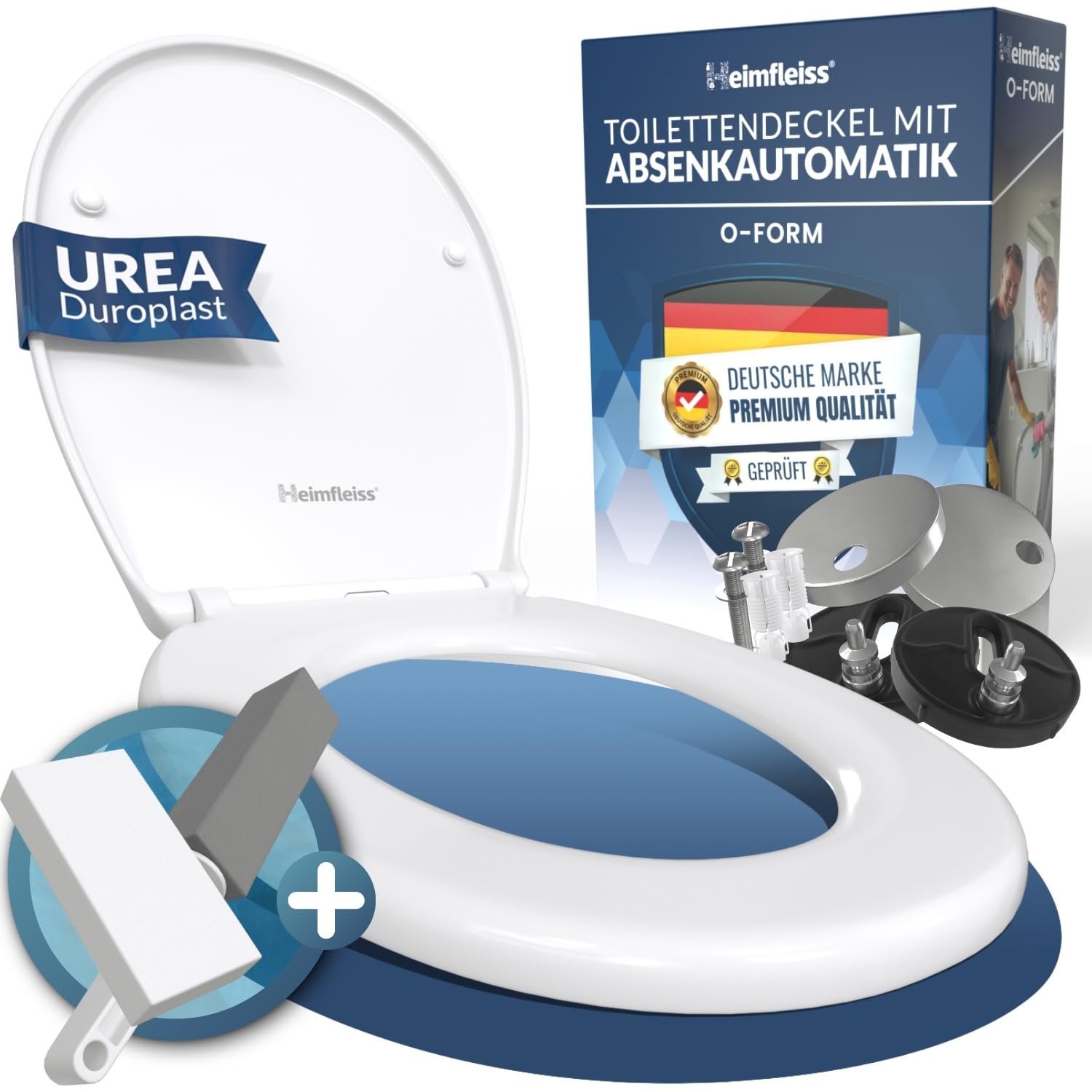 Heimfleiss® Toilettendeckel mit Absenkautomatik Oval + Montageset | Duroplast Klodeckel mit Absenkautomatik O-Form | Premium Klobrille Weiß mit Softclose Funktion | WC Sitz Toilettensitz Klositz Angebot bei HelloDeals