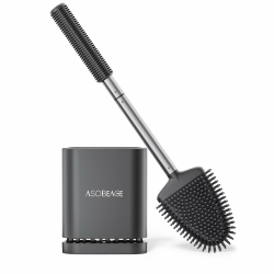 ASOBEAGE Silikon Toilettenbürste: Flexibler Kopf, Edelstahlgriff, Wandmontage, schnell trocknender Halter für die Reinigung des Badezimmers (Schwarz) Schwarz3 1 Packung Angebot bei HelloDeals