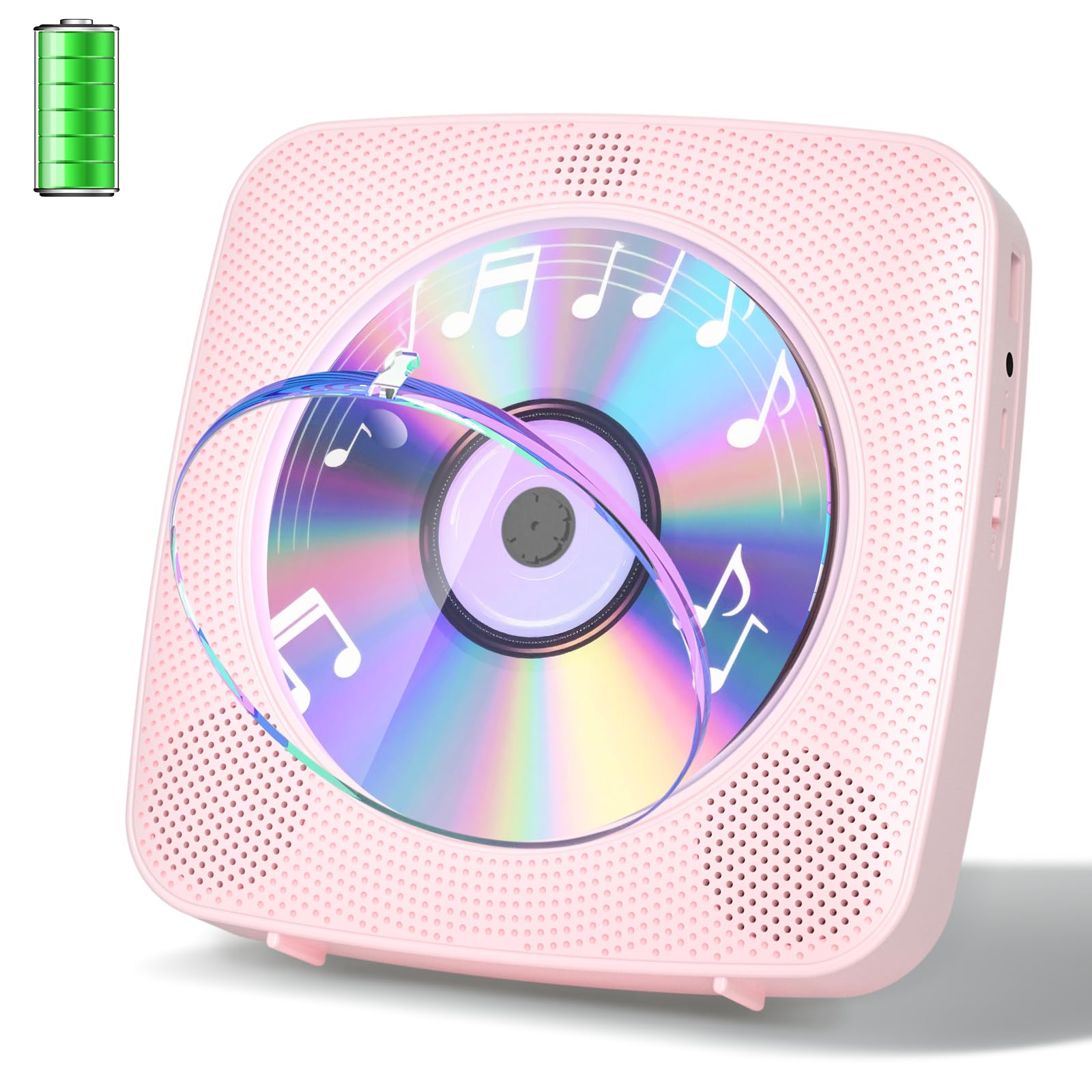 Gueray Desktop CD Player Bluetooth CD-Spieler mit Lautsprechern für Zuhause 1800mAh Tragbarer CD-Player mit AUX USB Kopfhörer Jack FM Radio mit Fernbedienung Staubschutz LCD Display für Kinder-Rosa Angebot bei HelloDeals