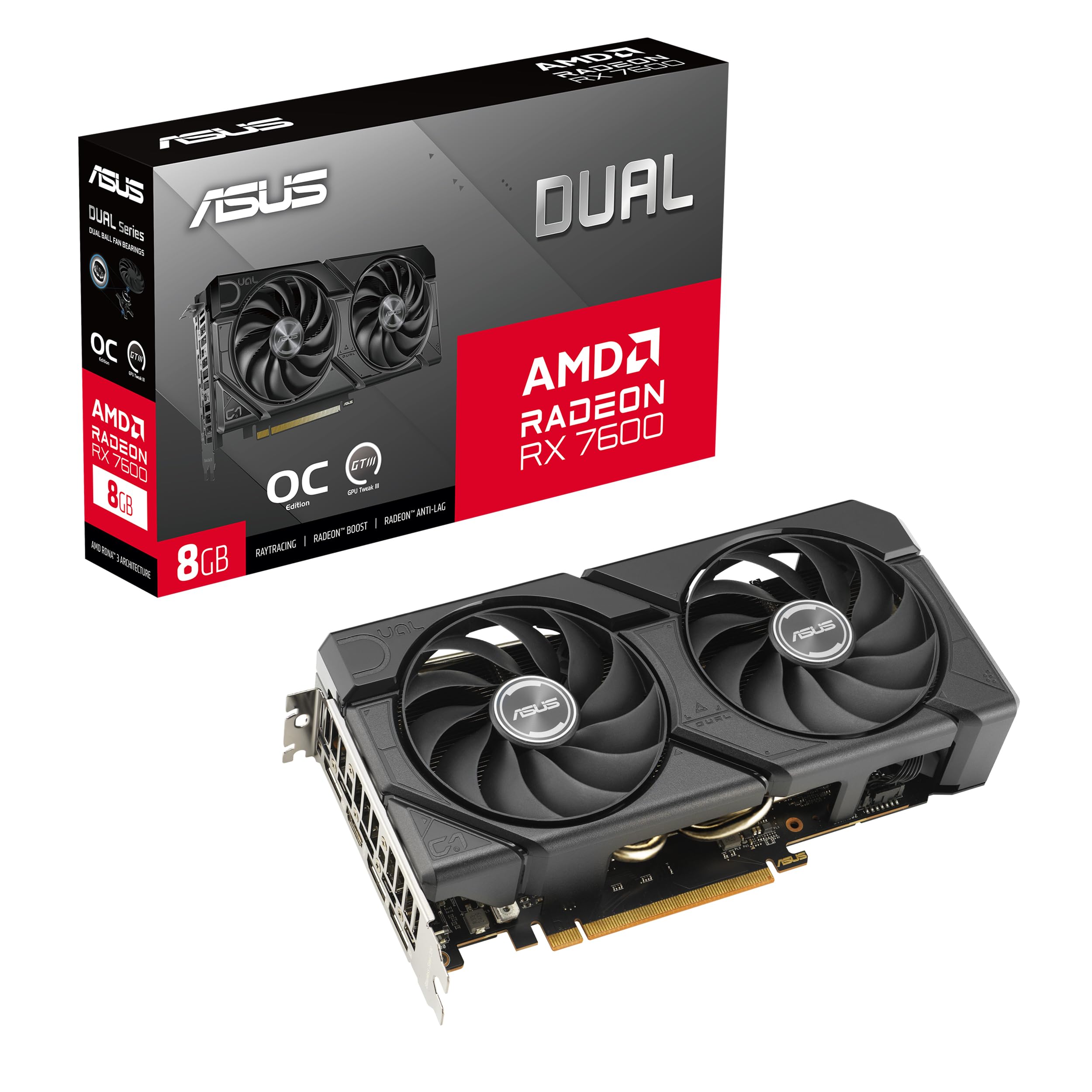 ASUS Dual Radeon RX 7600 EVO OC Edition 8GB GDDR6 Gaming Grafikkarte (AMD Radeon RX7600, PCIe 4.0, 1x HDMI 2.1, 3X DisplayPort 1.4a) 8 GB Dual - RX7600 Angebot bei HelloDeals