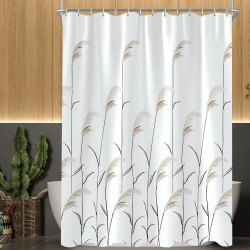 Duschvorhang 180x200cm, Weizenohr Beschwerter Saum Antischimmel, Wasserabweisend, Waschbar Polyester Stoff Badevorhänge mit Ösen und 12 Duschvorhangringe für Badezimmer, Badewanne Weizenohr H200 x B180 cm (1er Pack) Angebot bei HelloDeals