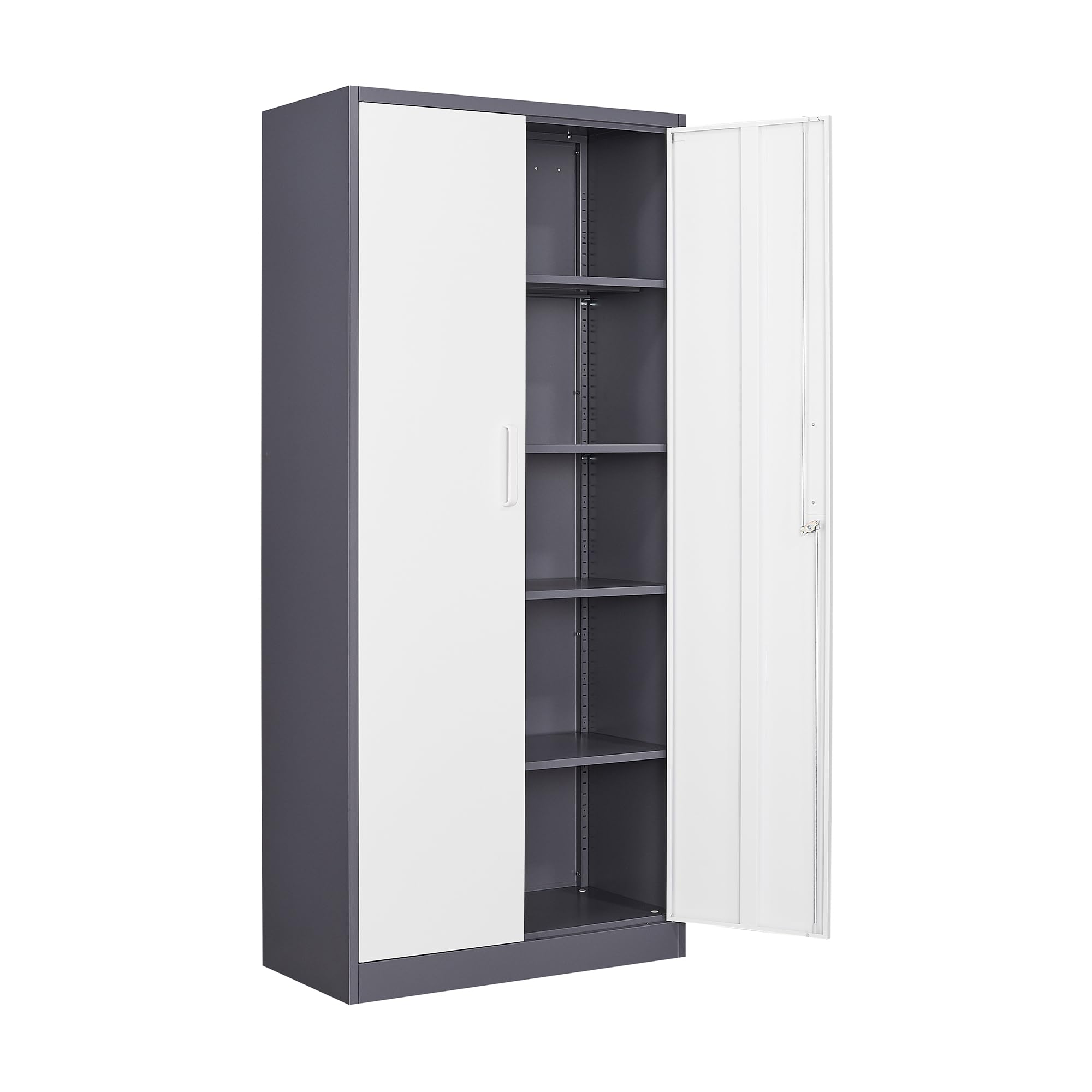 Aktenschrank Aufbewahrungsschrank mit Schloss Stahlschrank Stahlspind Mehrzweckschrank Metallschrank mit 2 Türen für Büro Haus Garage Fitnessstudio Schule 170X78X39cm Grau Weiß Grau/Weiß Angebot bei HelloDeals