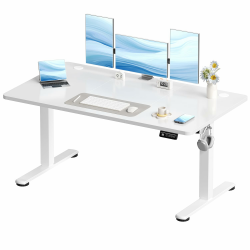 Devoko Elektrisch Höhenverstellbarer Schreibtisch 140 x 60cm, Stabiler Schreibtisch Höhenverstellbar Tisch, Steh-Sitz Bürotisch, Computertisch mit Memory-Funktion, Stehpult, Standing Desk, Weiß Weiß 140 x 60 cm Angebot bei HelloDeals