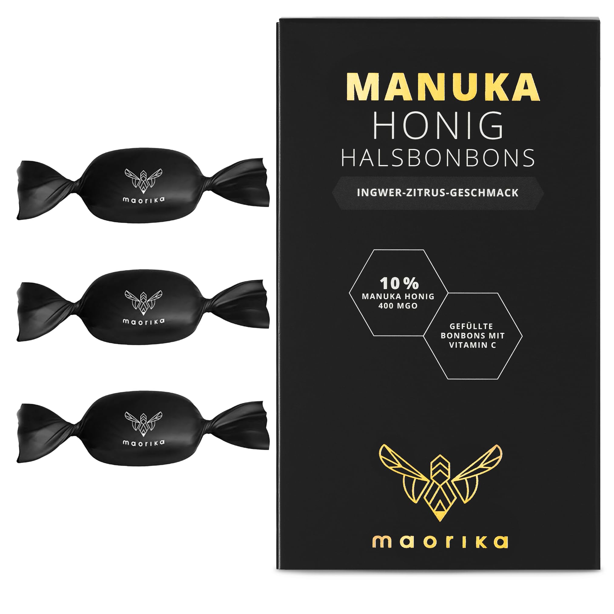 maorika Manuka Honig Bonbons mit erfrischend-belebendem Ingwer Zitrus Geschmack - Manuka Halsbonbons MGO 400+ aus Neuseeland, zertifiziert und laborgeprüft (100g, 19 Stück) Ingwer Zitrus 100 g (1er Pack) Angebot bei HelloDeals