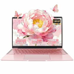14" Laptop Roségold, Quad-Core Prozessor Celeron J4105 [schneller als N4000 und AMD 3020e], 8GB RAM, 256GB SSD, FHD IPS, HDMI, WLAN, Bluetooth, ultraleichtes und tragbares Notebook für Studenten Angebot bei HelloDeals