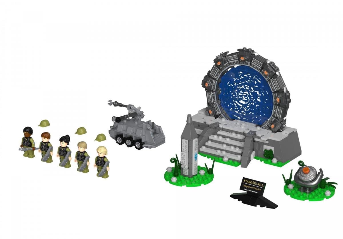BlueBrixx Pro 108211 - Stargate auf Planet, 665 Klemmbausteine, Pro-Set, Geschenk für Science Fiction-Fans, Standdardsteine, Bausteine der Stargate-Serie Angebot bei HelloDeals