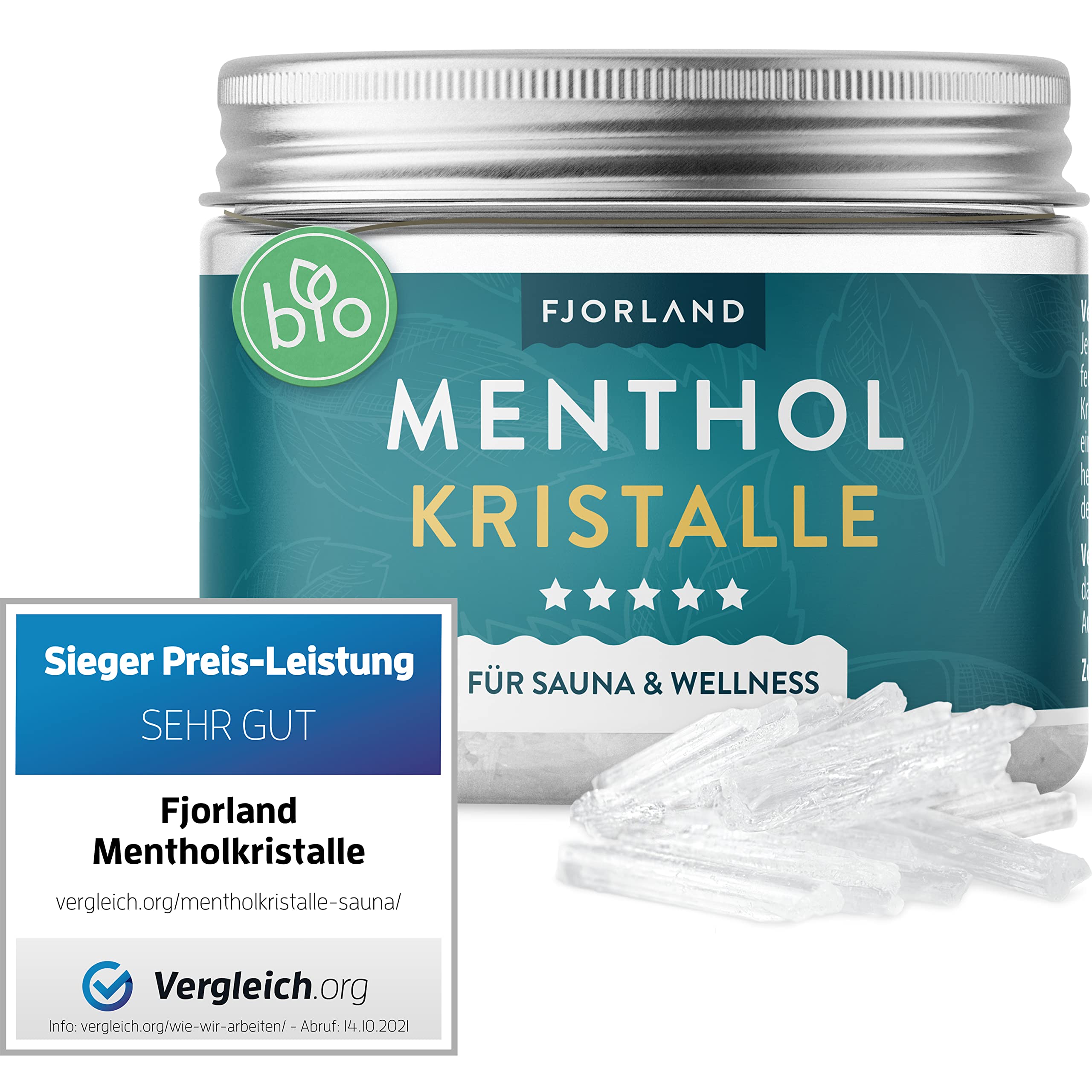 Mentholkristalle 100g - Premium Qualität für die Sauna - Kristalle aus Menthol - Saunaaufgüsse - In wiederverschließbarer Dose - 100% natürliche Inhaltsstoffe Angebot bei HelloDeals