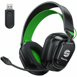 2,4GHz Wireless Gaming Headset für PS5, PS4, Switch, Mac, PC, Ultra-Niedriglatenz, 50+ Std. Batterie, Stereo Sound Bluetooth Gaming Kopfhörer mit Noise-Canceling Mikrofon, Helles Schwarz Grün Angebot bei HelloDeals
